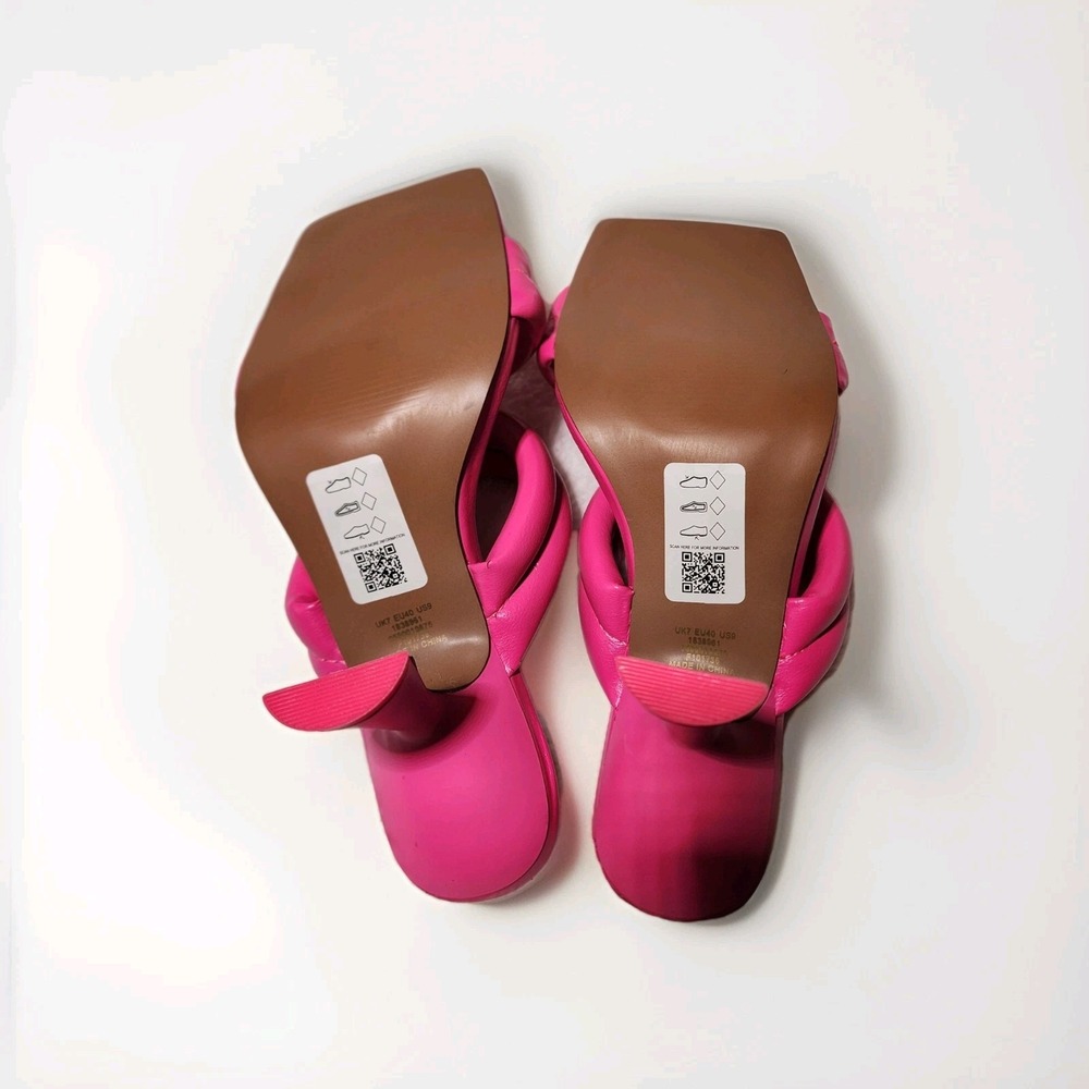 ASOS Design Pink‎ Padded Heeled Mules Slip On Sandals Heels UK7 EU40 US9 - Picture 4 of 10